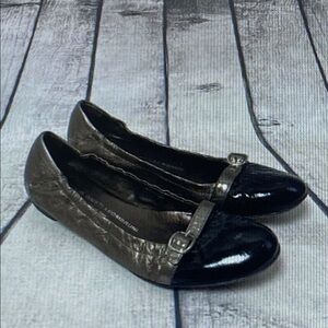 AGL Attilio‎ Giusti Leombruni Taupe Leather Cap Toe Buckle Ballet Flats size 7